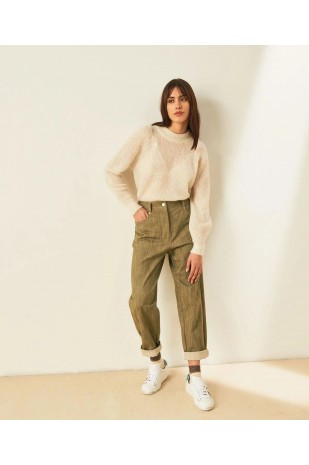 Pantalone denim verde Momonì 2